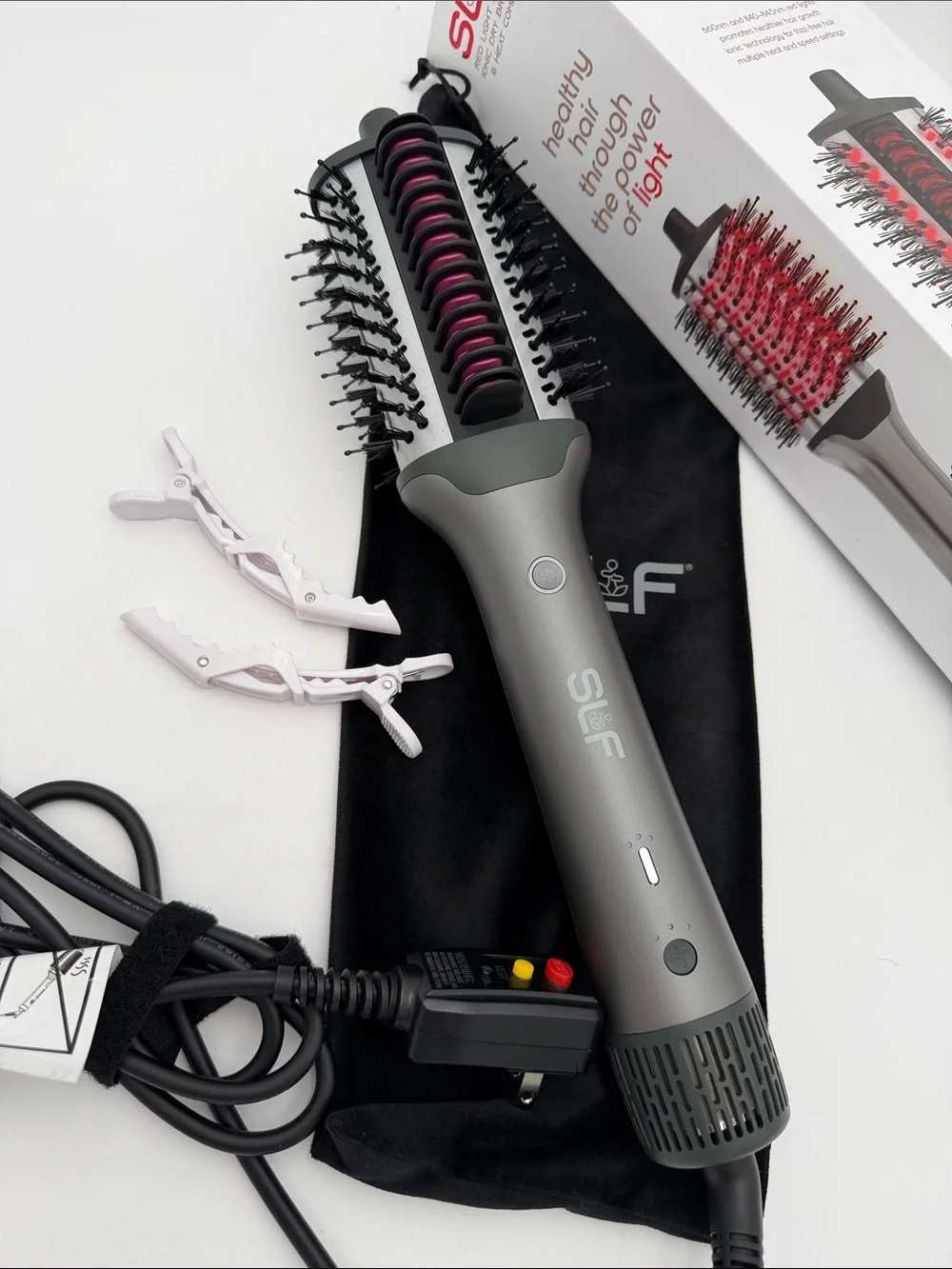 SLF Red Light Therapy 5-In-1 Ionic Dry Hair Brush & Heat Combo